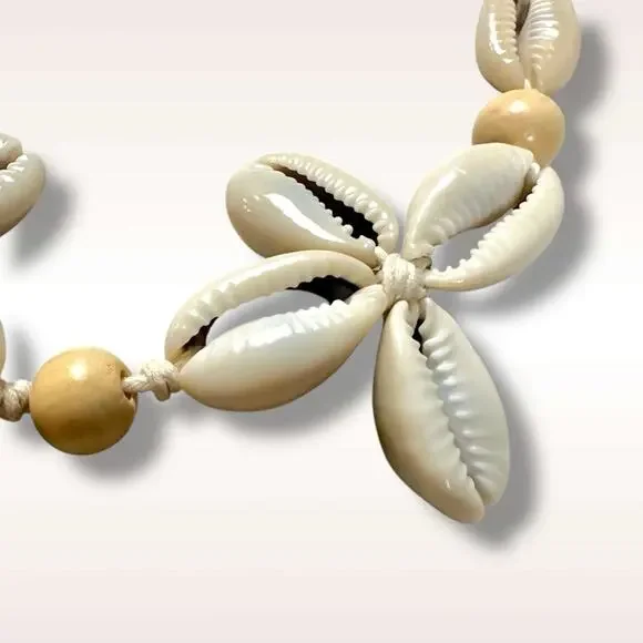 Free People Happy Days Shell Necklace NWT Neutral Bohemian Beach Choker Summer - Picture 15 of 16